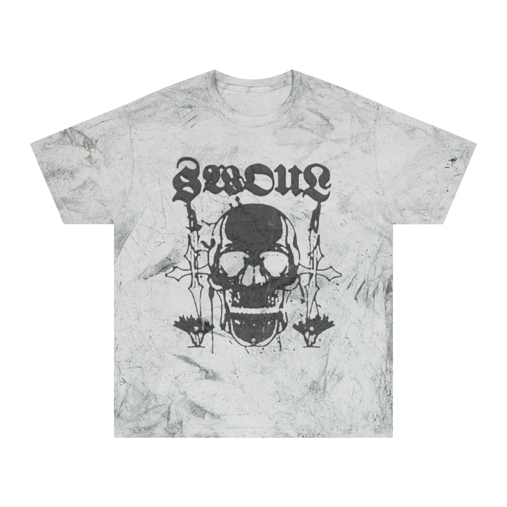 Skull Graphic T-Shirt — 'Swoul' Distressed Marble Tee