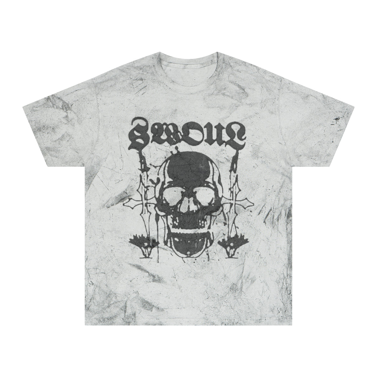 Skull Graphic T-Shirt — 'Swoul' Distressed Marble Tee